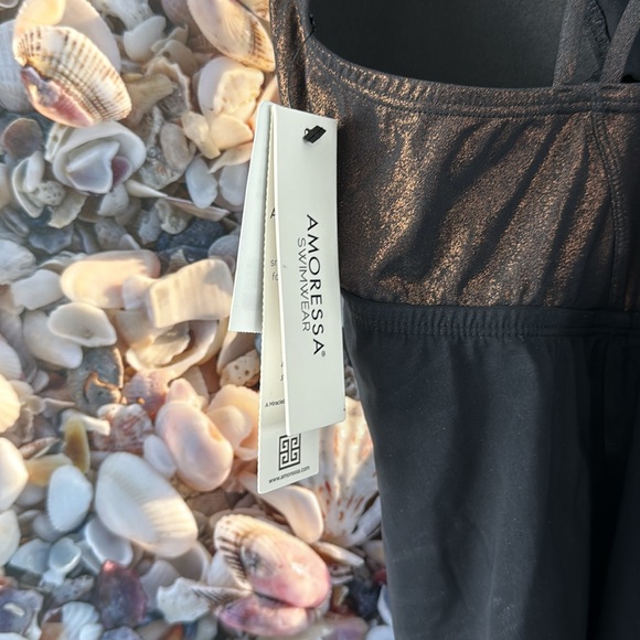 Amoressa Black and Bronze one Piece NWT Swimsuit.
Size 10. - Picture 8 of 9